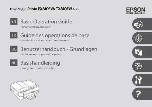 Mode d'emploi EPSON STYLUS PHOTO PX810FW