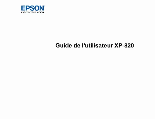 Mode d'emploi EPSON XP 820