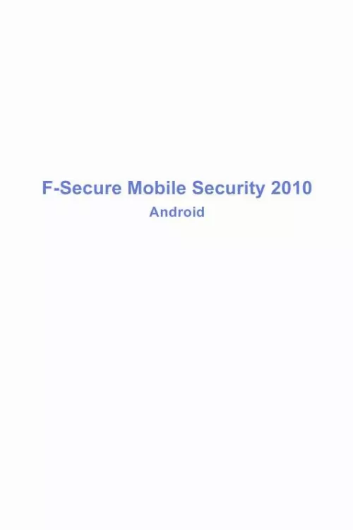 Mode d'emploi F-SECURE MOBILE SECURITY 2010 FOR ANDROID