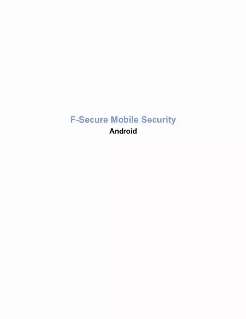 Mode d'emploi F-SECURE MOBILE SECURITY 6 FOR ANDROID