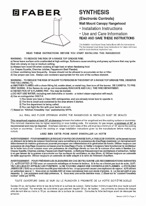 Mode d'emploi FABER SYNTHESIS