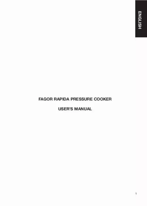 Mode d'emploi FAGOR RAPIDA PRESSURE COOKER