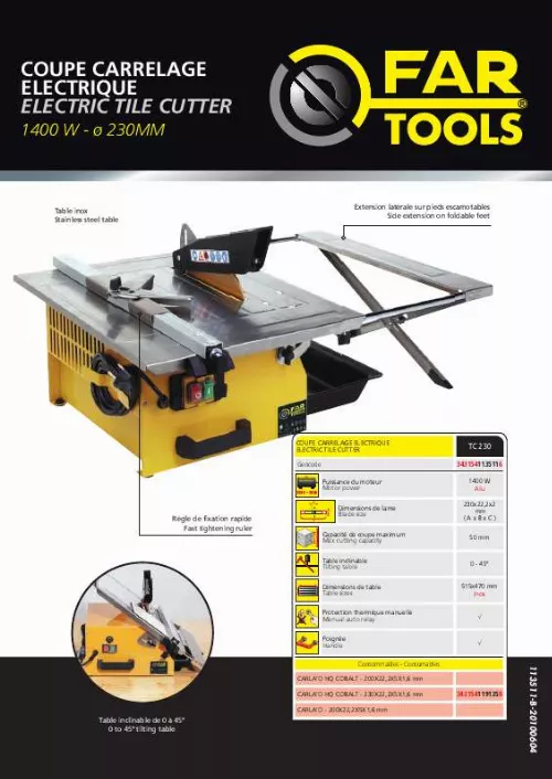 Mode d'emploi FARTOOLS TC 230