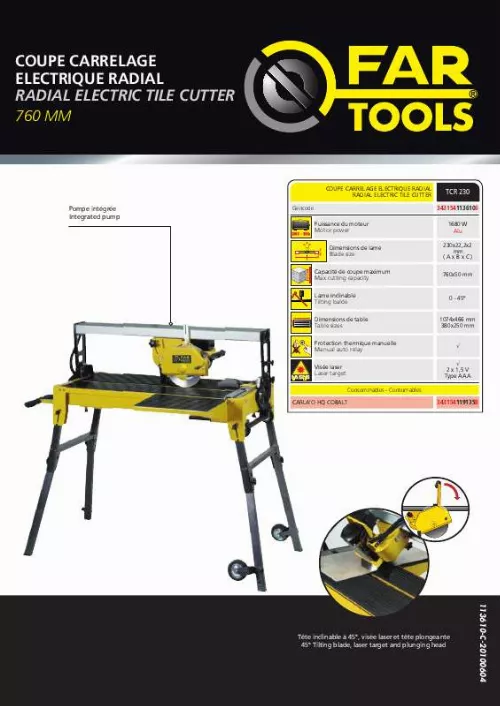 Mode d'emploi FARTOOLS TCR 230