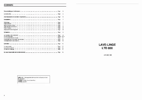 Mode d'emploi FAURE LTD800W