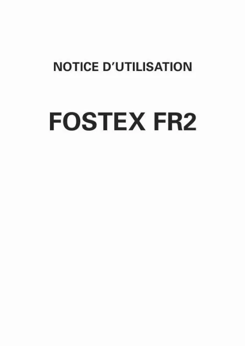 Mode d'emploi FOSTEX FR-2
