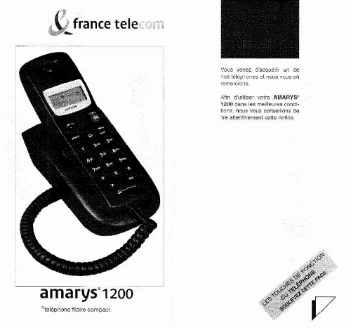 Mode d'emploi FRANCE TELECOM AMARYS 1200