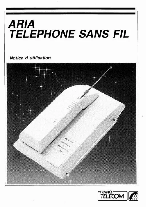 Mode d'emploi FRANCE TELECOM ARIA TELEPHONE SF