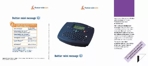 Mode d'emploi FRANCE TELECOM BOITIER SMS SWISSVOICE