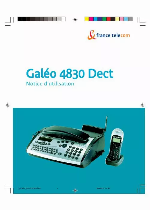 Mode d'emploi FRANCE TELECOM GALEO 4830 DECT