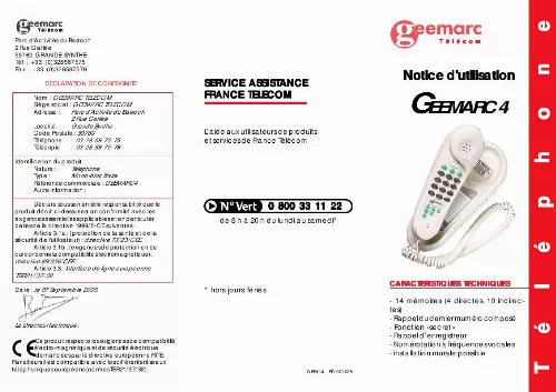 Mode d'emploi FRANCE TELECOM GEEMARC 4