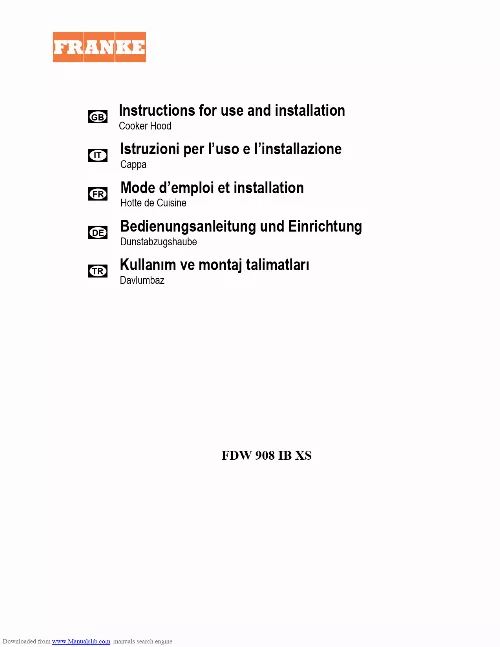 Mode d'emploi FRANKE DOWNDRAFT FDW 908 IB BW