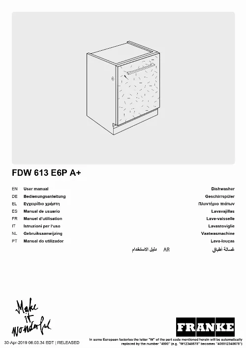 Mode d'emploi FRANKE FDW 613 E6P
