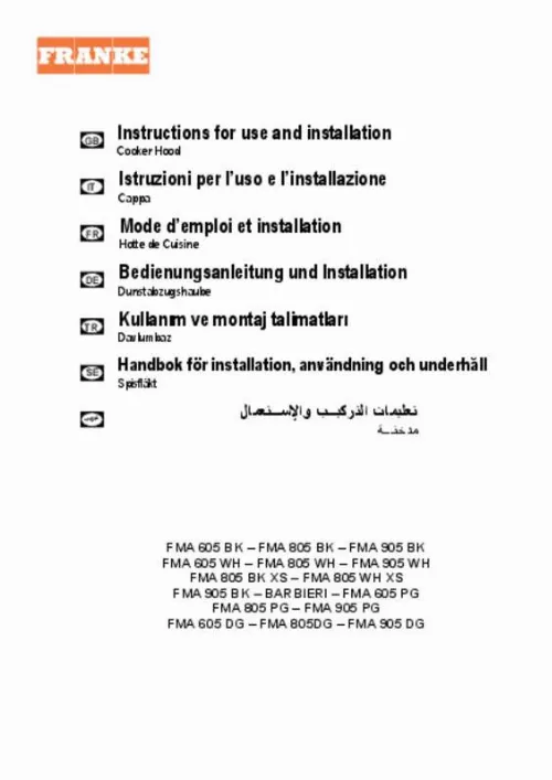 Mode d'emploi FRANKE FFU605BKXS