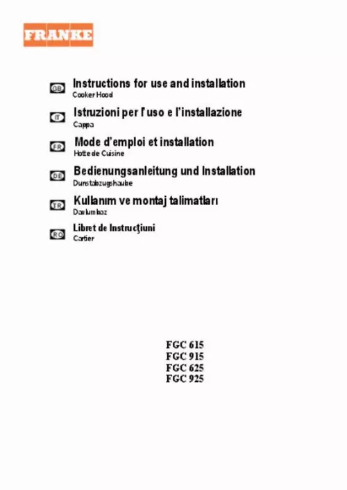 Mode d'emploi FRANKE FGC625XS