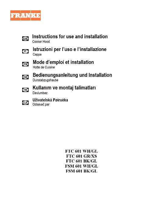 Mode d'emploi FRANKE FTC 601 BK GL