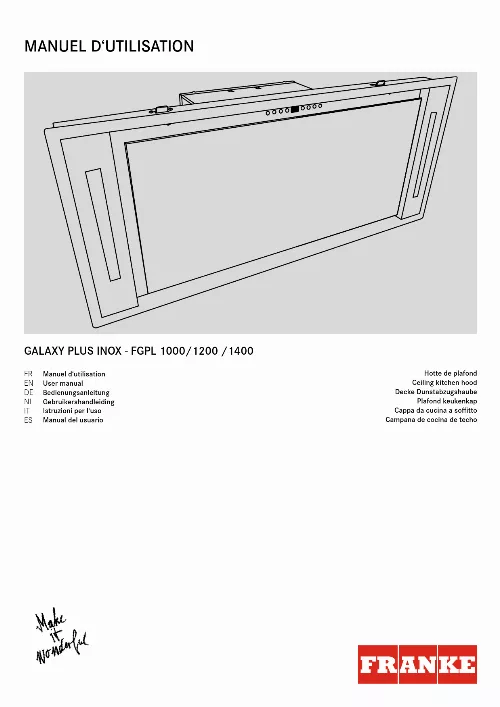 Mode d'emploi FRANKE GALAXY PLUS FGPL 1000 XS