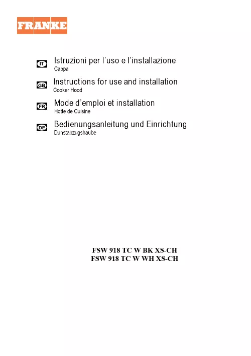 Mode d'emploi FRANKE SWING FSW 918 WH/XS B