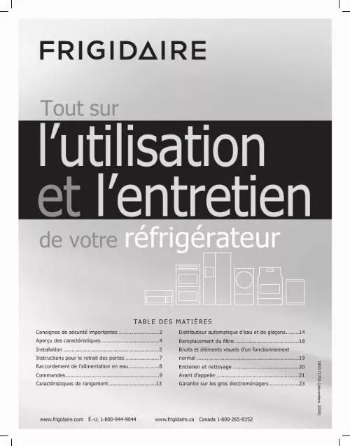 Mode d'emploi FRIGIDAIRE FFUS2613L