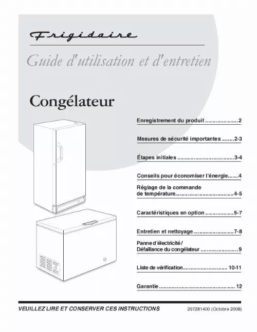 Mode d'emploi FRIGIDAIRE FKFH21F7H