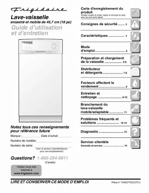 Mode d'emploi FRIGIDAIRE FMB330RG