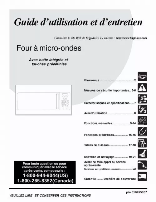 Mode d'emploi FRIGIDAIRE FMV152K