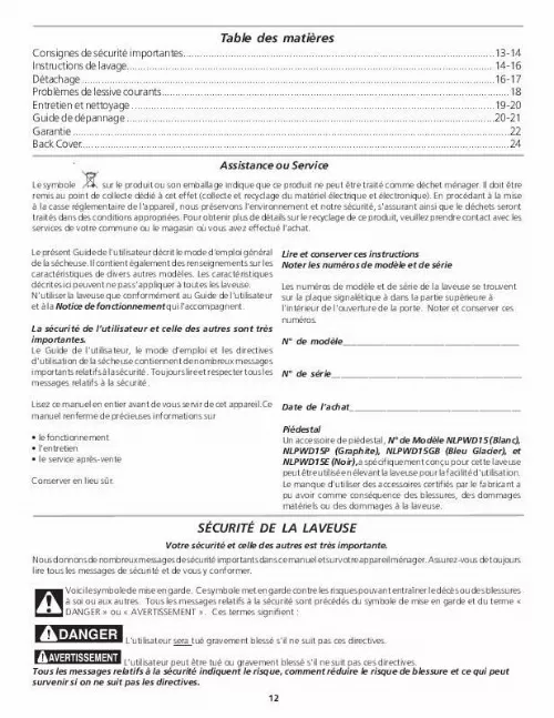 Mode d'emploi FRIGIDAIRE FTF2140F