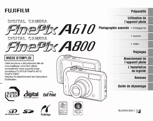 Mode d'emploi FUJIFILM A800