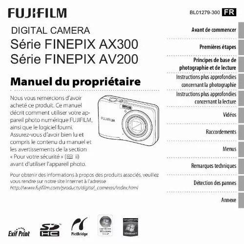 Mode d'emploi FUJIFILM FINEPIX AX330