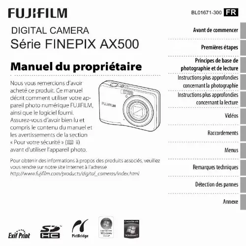 Mode d'emploi FUJIFILM FINEPIX AX500