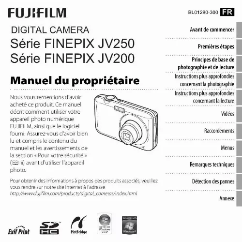 Mode d'emploi FUJIFILM FINEPIX JV250