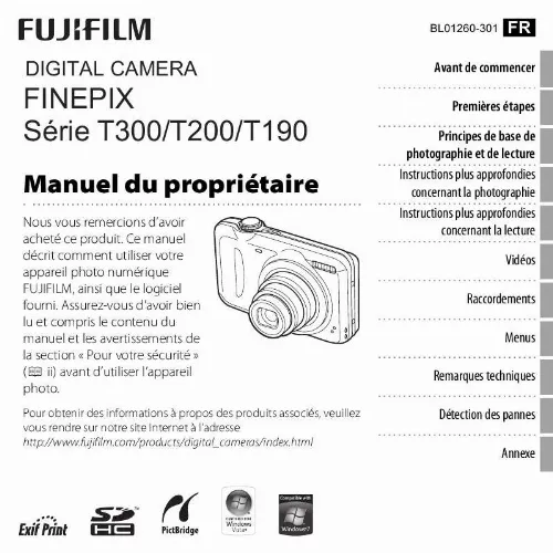 Mode d'emploi FUJIFILM FINEPIX T300