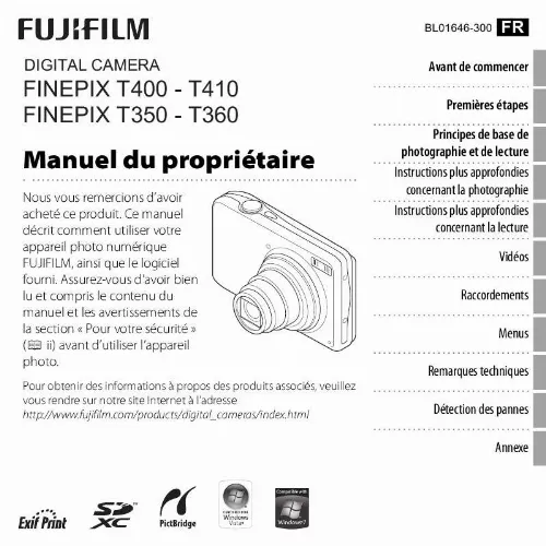 Mode d'emploi FUJIFILM FINEPIX T400