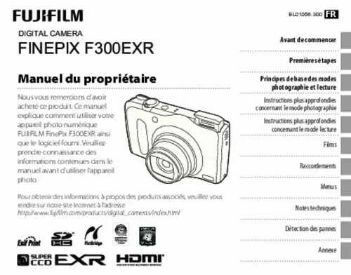 Mode d'emploi FUJIFILM FINEPIX F300EXR
