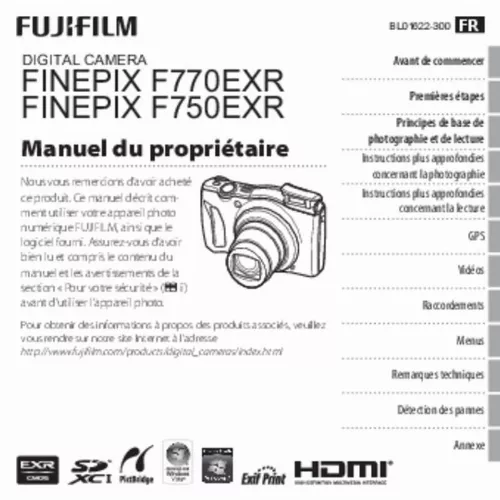 Mode d'emploi FUJIFILM FINEPIX F750EXR
