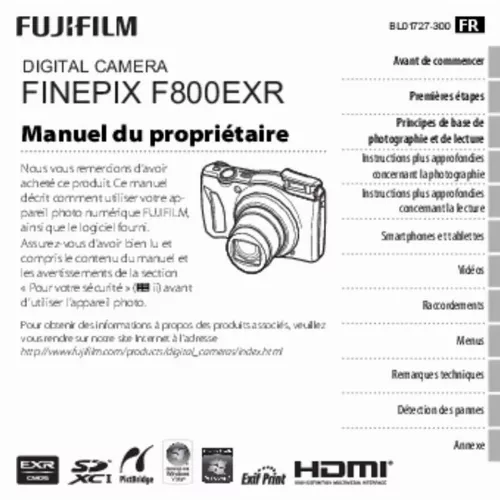 Mode d'emploi FUJIFILM FINEPIX F800EXR