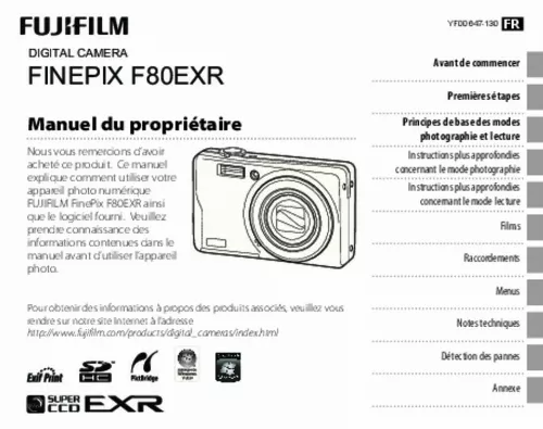 Mode d'emploi FUJIFILM FINEPIX F80EXR