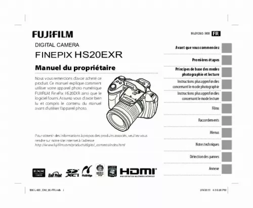 Mode d'emploi FUJIFILM FINEPIX HS20