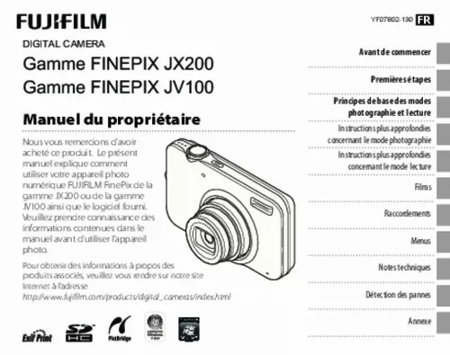 Mode d'emploi FUJIFILM FINEPIX JV100