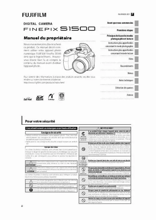 Mode d'emploi FUJIFILM FINEPIX S1500