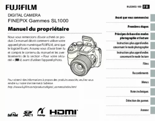 Mode d'emploi FUJIFILM FINEPIX SL1000