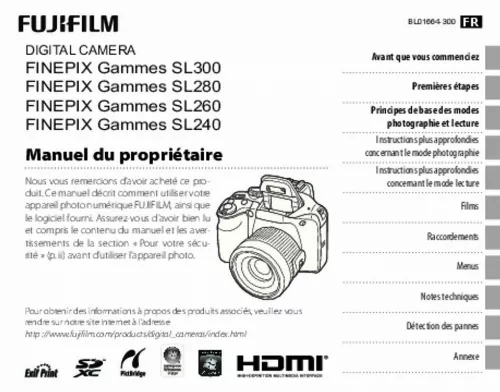 Mode d'emploi FUJIFILM FINEPIX SL300