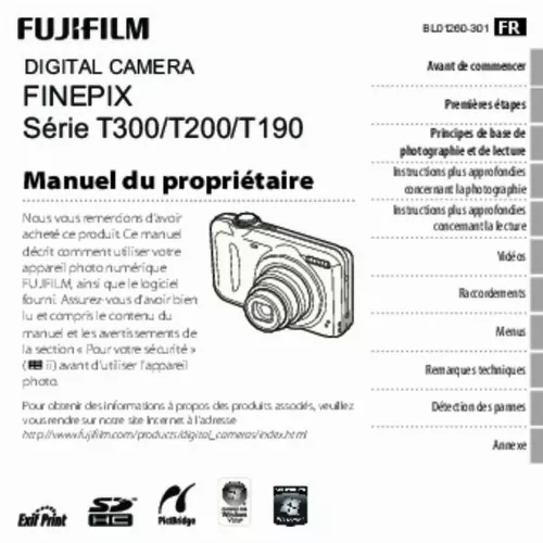 Mode d'emploi FUJIFILM FINEPIX T3000
