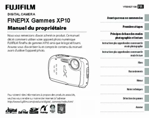 Mode d'emploi FUJIFILM FINEPIX XP10