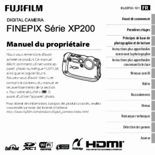 Mode d'emploi FUJIFILM FINEPIX XP200