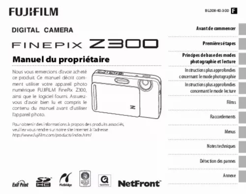 Mode d'emploi FUJIFILM FINEPIX Z300