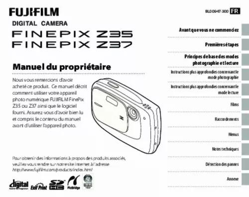 Mode d'emploi FUJIFILM FINEPIX Z37