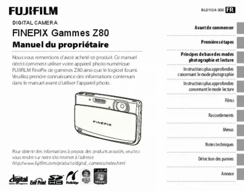 Mode d'emploi FUJIFILM FINEPIX Z80
