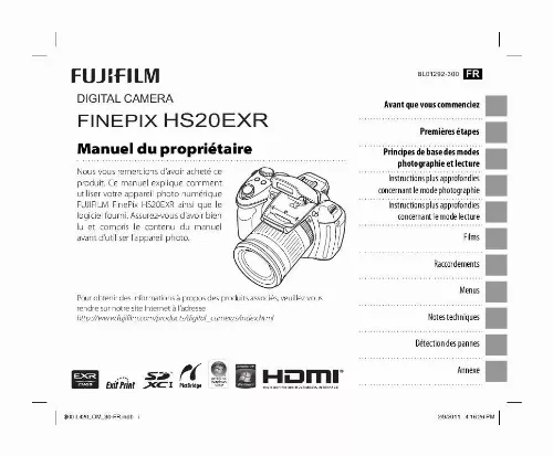 Mode d'emploi FUJIFILM FINEPIX HS20EXR