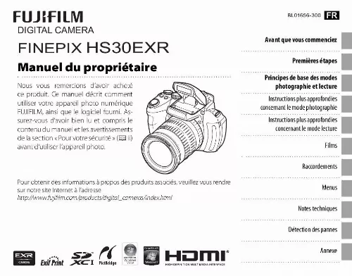 Mode d'emploi FUJIFILM FINEPIX HS30EXR